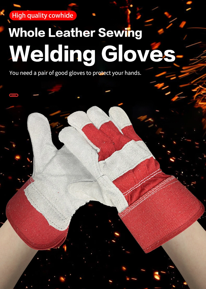 China Manufacturer Wholesale Heat Resistant Safety Work Cow Split Leather Welding Gloves